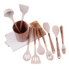 Silicone Kitchen Utensil Set with Wooden Handles